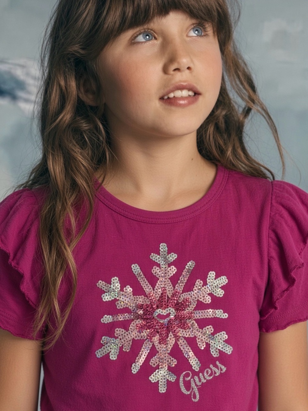 $48 Guess Girls' Magenta Sequin Snowflake Top 4